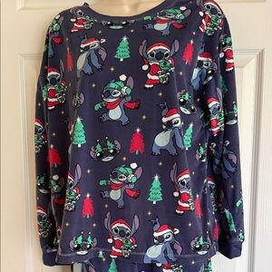 Disney Stitch Women’s Pajama Set with Festive Stitch Christmas Design (sz - med)